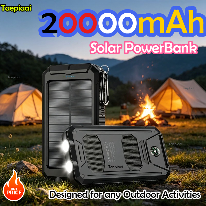 Usb Charger Dynamo - 20000mAh Solar Power Bank Portable Charging