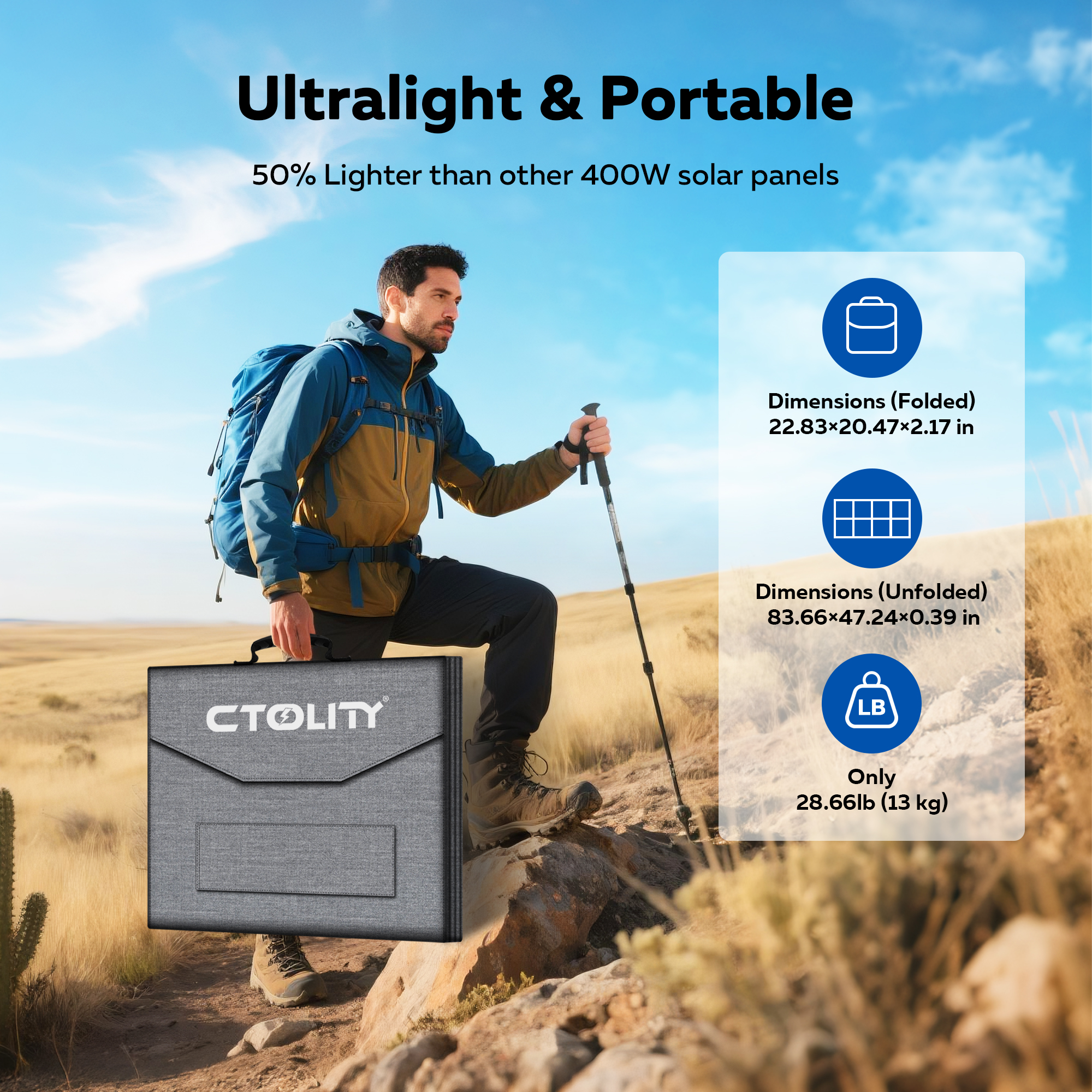 CTOLITY SP400 Portable Solar P - Usb Charger Dynamo avis et prix