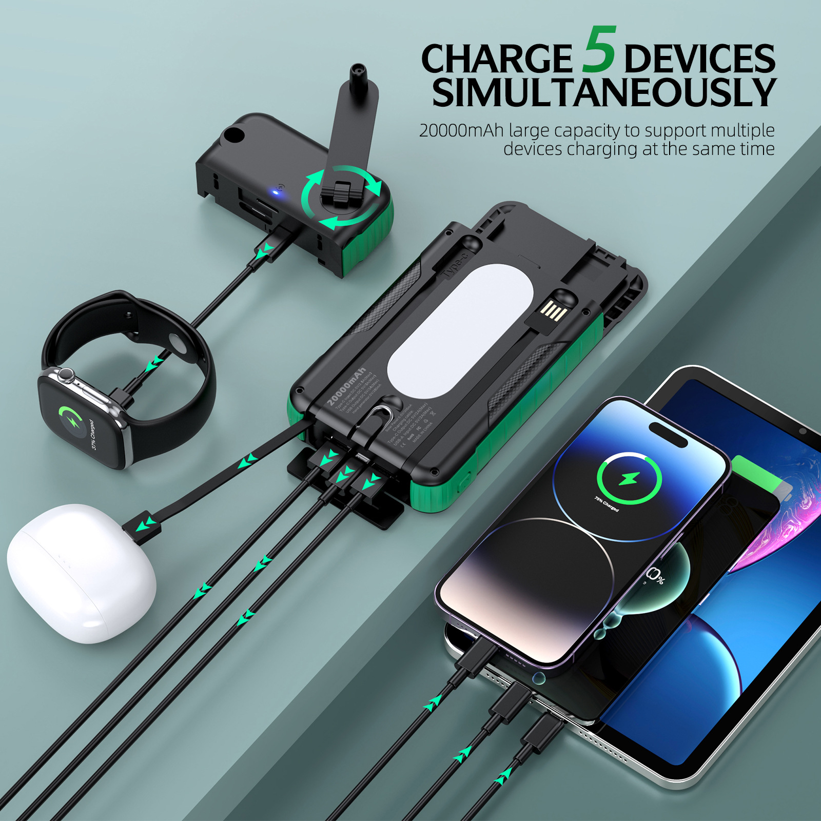 Hand Crank Solar Power Bank Ou - Usb Charger Dynamo avis et prix