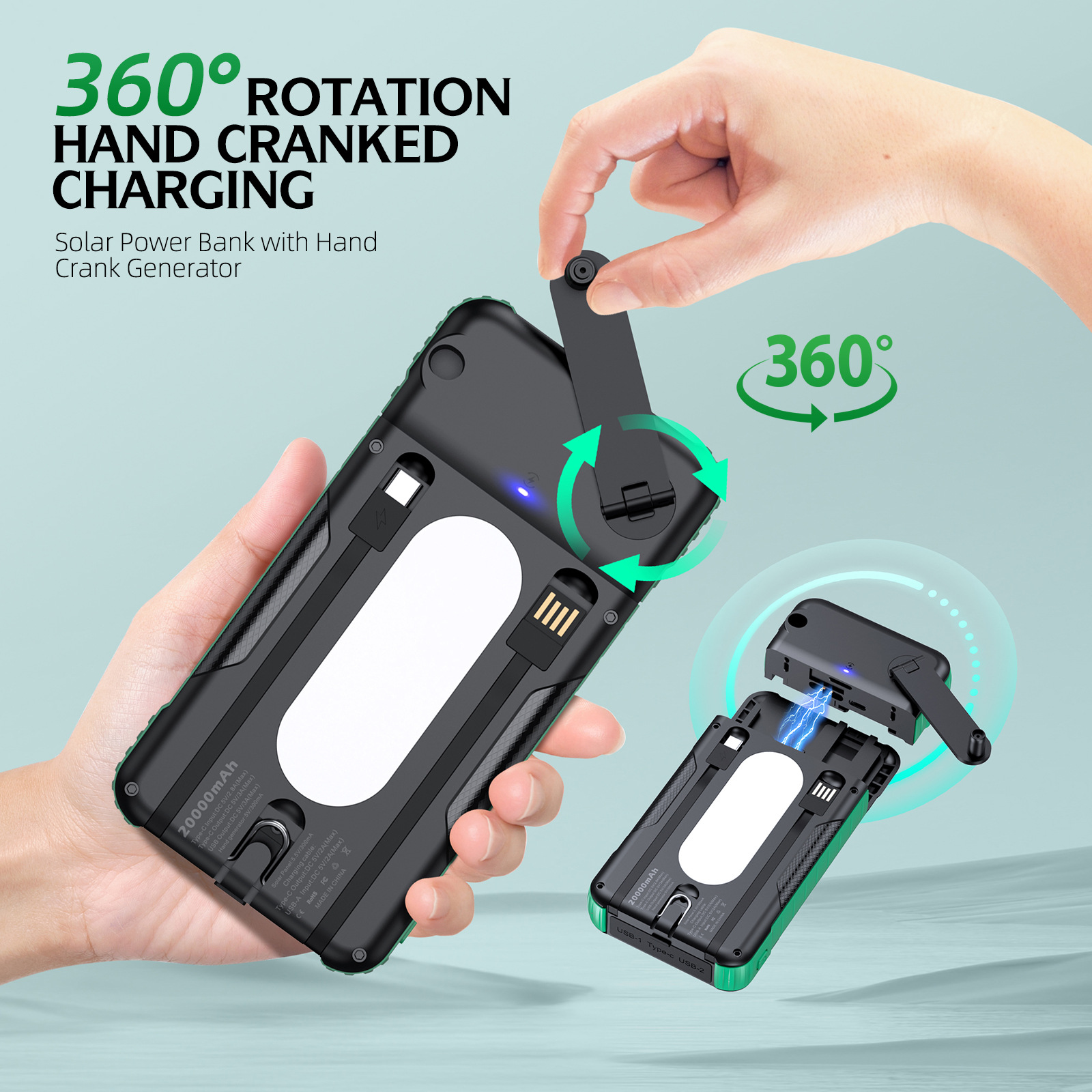 Hand Crank Solar Power Bank Ou - Usb Charger Dynamo avis et prix